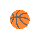An orange and black basketball.